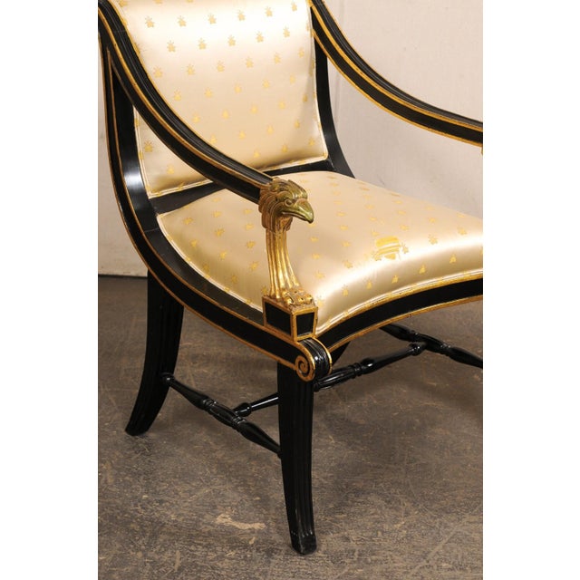 Mid 20th Century French Gold & Black Chairs with Carved Eagles - a Pair For Sale - Image 10 of 11