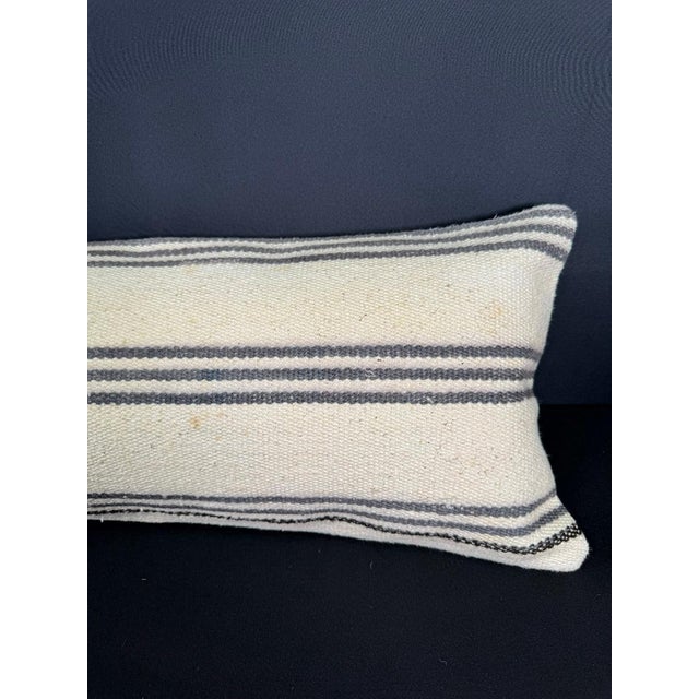 Turkish Hemp Pillow Cushion Natural Beige Gray Cushion Cover 12x46 For Sale - Image 4 of 4