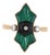 Vintage Art Deco Austrian Ring Chrysoprase Onyx Diamond Sz 7.75 14k Yellow Gold For Sale