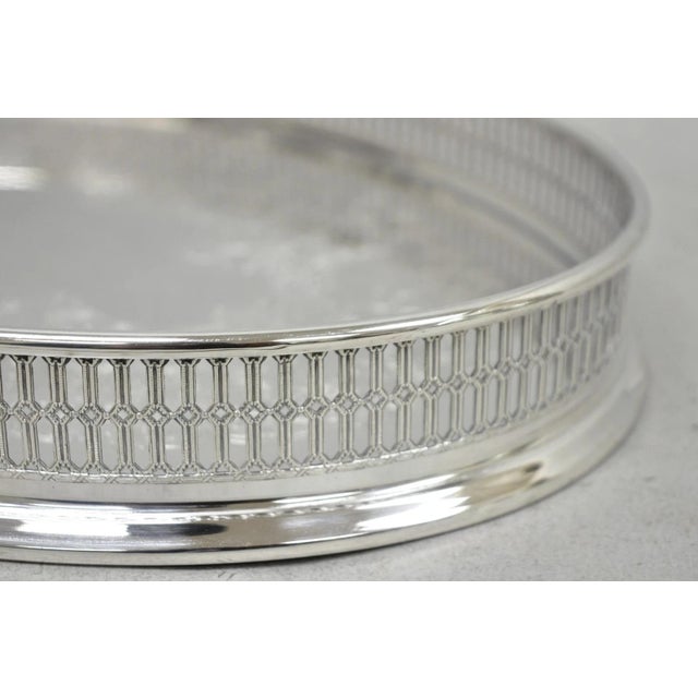 Vintage William Adams Wa Italy Silver Plated Oval Raised Gallery Bar Tray For Sale - Image 12 of 14