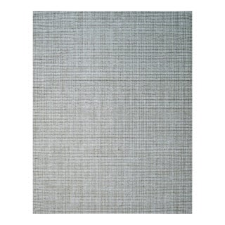 10x14 Warm Sarrah White Striated Geometric Contemporary Handmade Bamboo Silk Rug For Sale