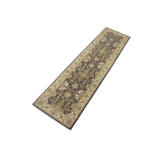 Art Nouveau Boho Chic 1990's Ziegler Charcoal/Brown Wool Runner Rug- 2'7'' X 10'3'' For Sale - Image 3 of 10
