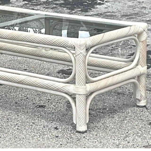 Vintage Coastal Cerused Pencil Reed Coffee Table For Sale - Image 12 of 14