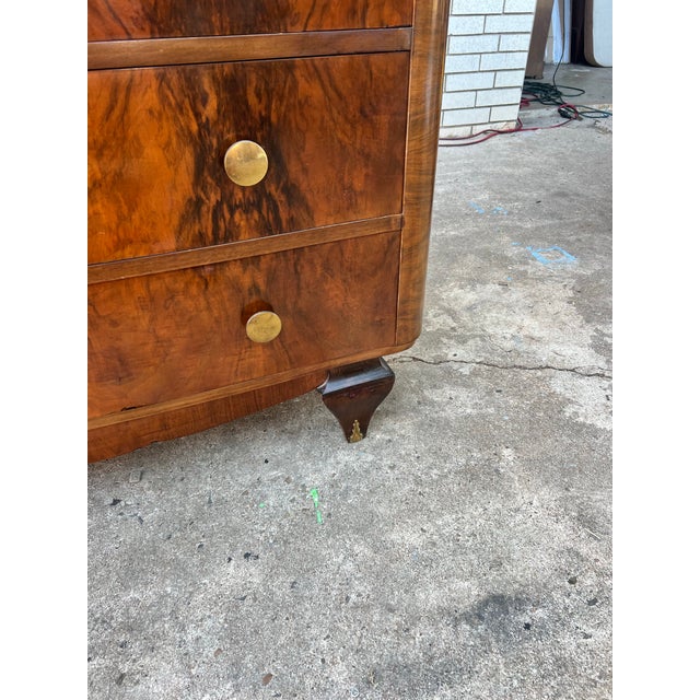 French Art Deco 1930's Solid Walnut Commode / Chest of Drawers For Sale - Image 12 of 12