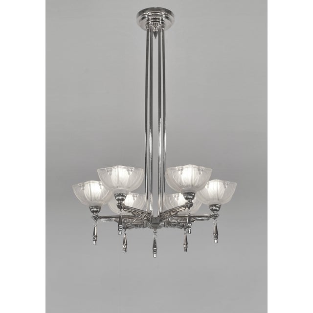 Art Deco French Art Deco Chandelier by Jean Gauthier Ejg - 1930 France For Sale - Image 3 of 13