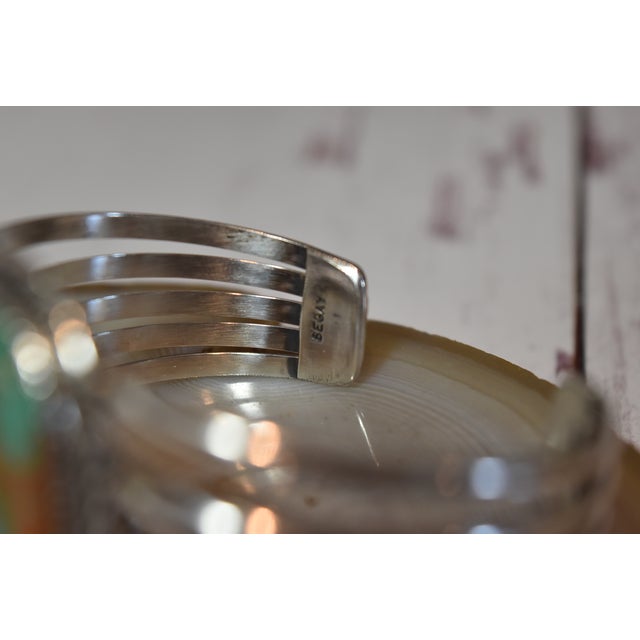 Vintage Native American Navajo Begay Sterling Silver Turquoise Cuff Bracelet For Sale - Image 13 of 18