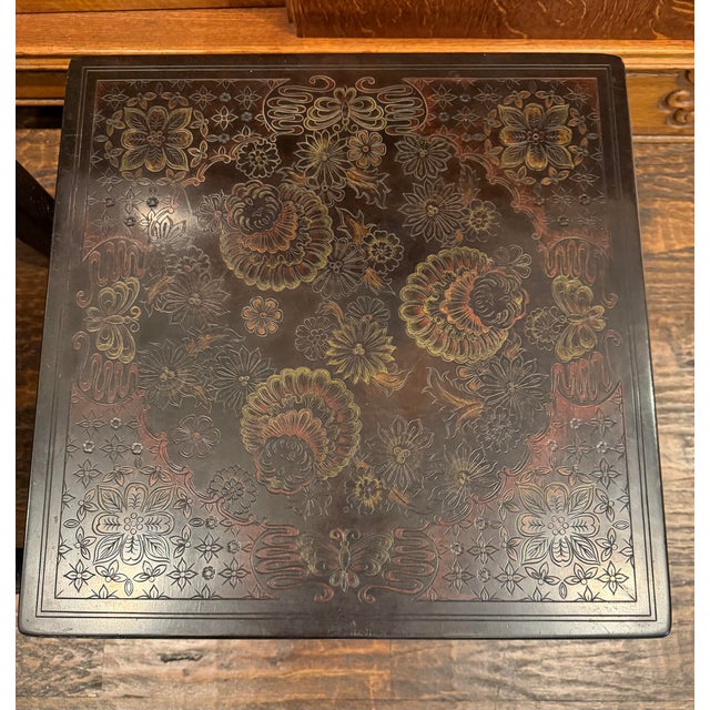 1978 John Widdicomb Asian Modern Incised Lacquer End Tables – Matching Pair For Sale - Image 9 of 12