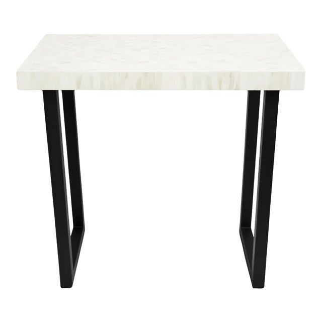 White Herringbone Pattern Tall Side Table Chairish