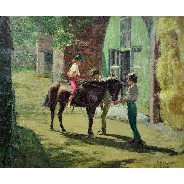 Harold Walton Freckleton. English ( b.1890 - d.1979 ). Milly with Minstrel. Oil on Canvas. Signed Lower Right. Image size...