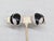 Modern Vintage 1980s Signed Courreges Paris Round Black Enamel & Pavé Clear Rhinestone Clip Earrings-2 Pieces For Sale - Image 3 of 7