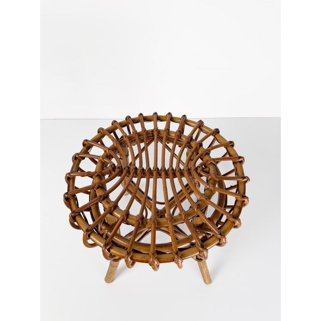 Mid-Century Modern Italian Bamboo and Rattan Stool by Tito Agnoli, 1960s For Sale - Image 10 of 18