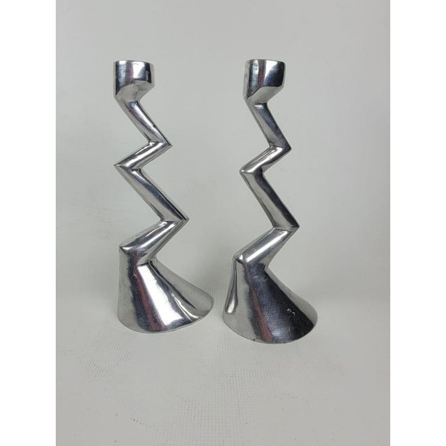 Zig Zag Candlesticks by Matthew Hilton for SCP England, 1980s, Set of 2 For Sale - Image 12 of 15