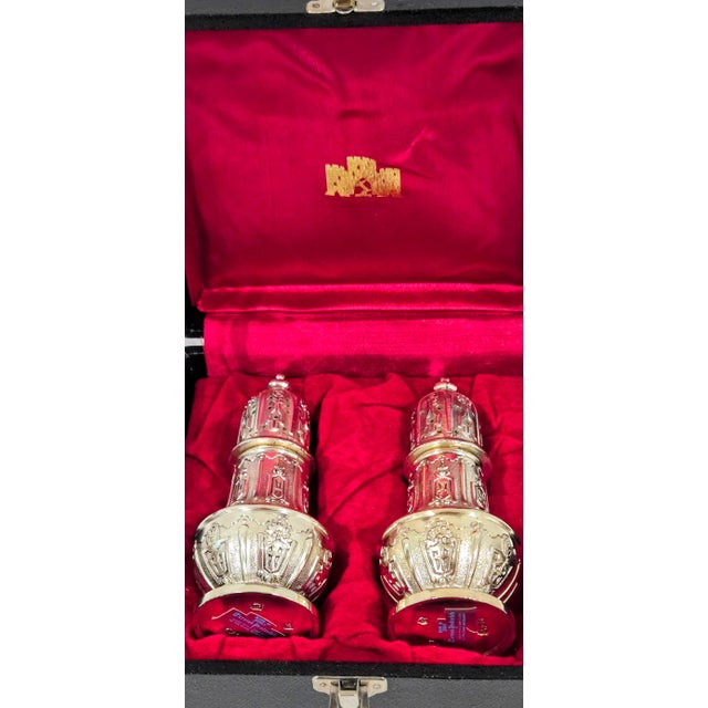 Metal Mid 20th Century Mid-Century Japanese Silver-Plated Salt & Pepper Shakers by C & Co (Corbell & Co.) For Sale - Image 7 of 7