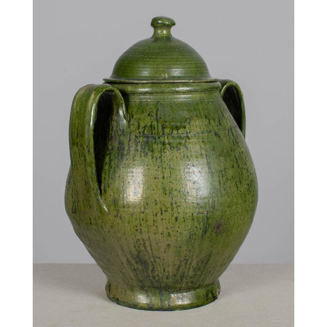 Green Portuguese Green Glazed Earthenware Lidded Jar For Sale - Image 8 of 13