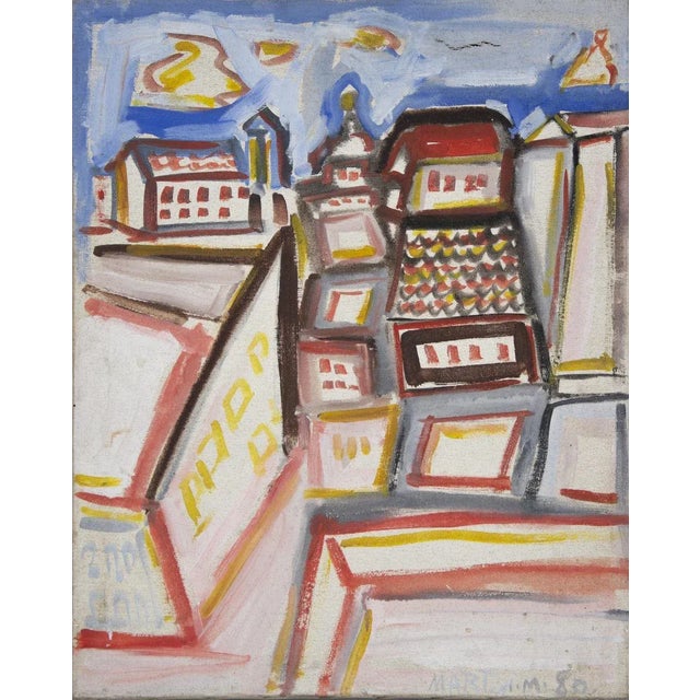 Contemporary Colored City - Oil on Canvas by Mario Martini 1980 1980 For Sale - Image 3 of 3