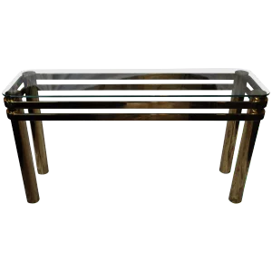 Hollywood Regency Brass Console Table