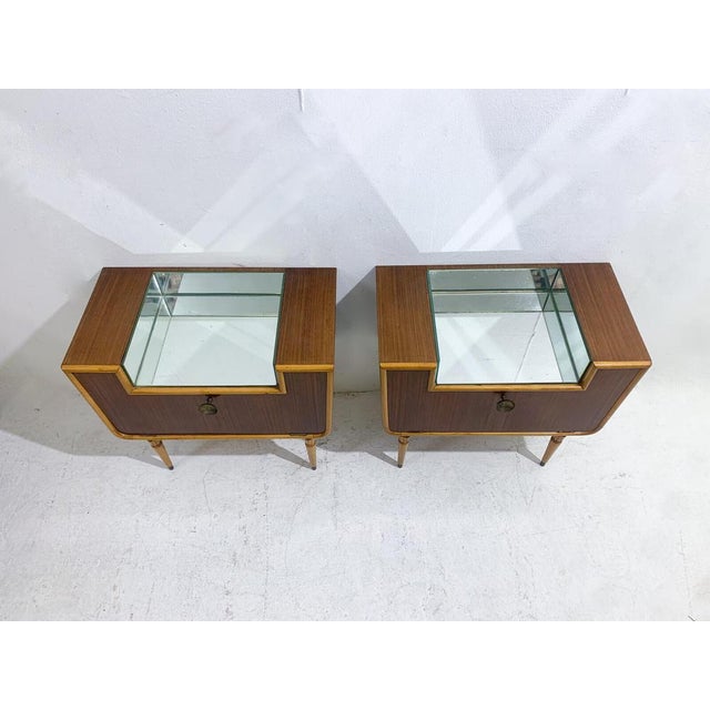 Italian Nightstand in the Style of Borsani, Italy, 1950s, Set of 2 For Sale - Image 4 of 11