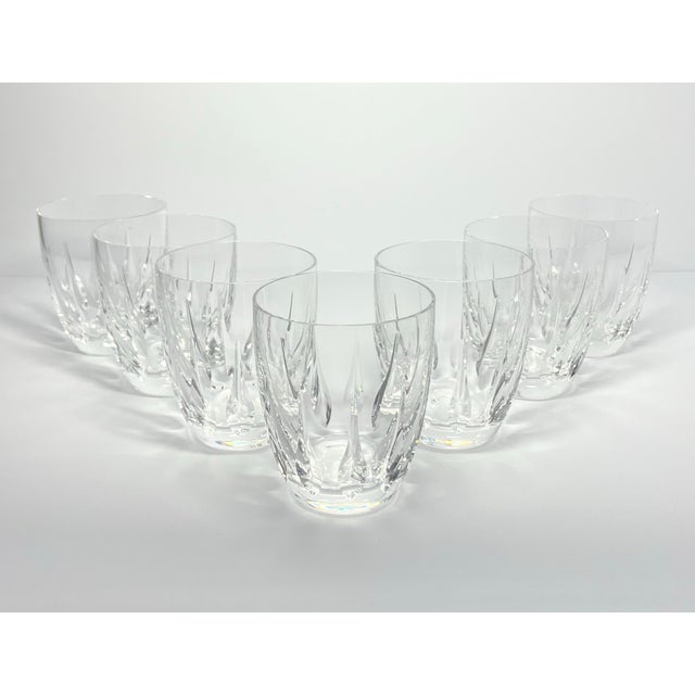 Contemporary 1960s Vintage 7 Crystal Cocktail Old Fashioned Tumbler Glasses, Flame Cut For Sale - Image 3 of 8