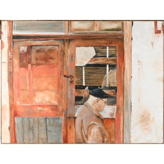 Joellyn Duesberry, Large Colorado Modernist Oil Painting Wharf Street Plein Air New Orleans Street, 1976 For Sale