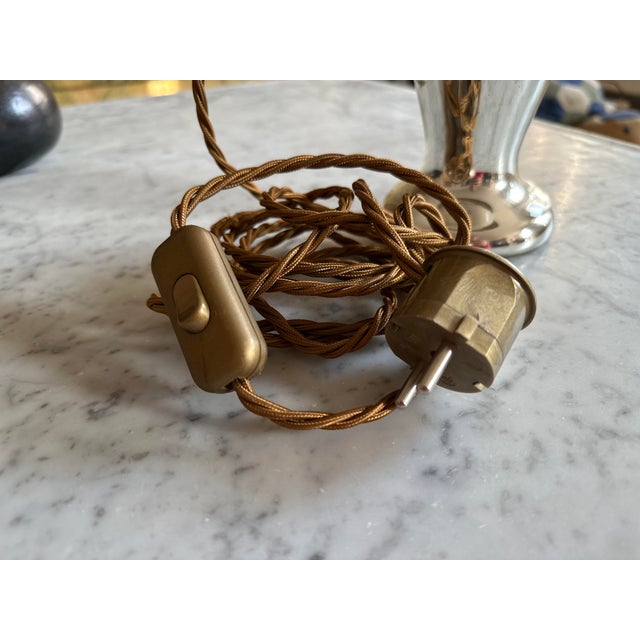 Mercury Glass Table Lamp Bauernsilber with Velvet Shade For Sale - Image 14 of 17