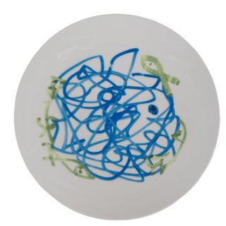 Zao Wou-Ki, Marine Life: Circle of Fish, Silkscreen on Porcelain For Sale