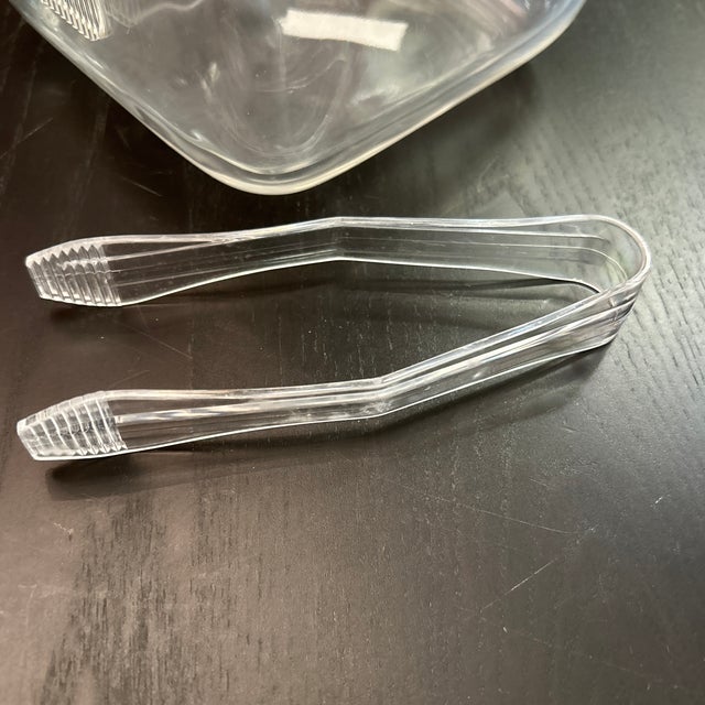 Ambrogio Pozzi for Fratelli Guzzini Italian Acrylic and Lucite Ice Bucket and Tongs For Sale - Image 9 of 10