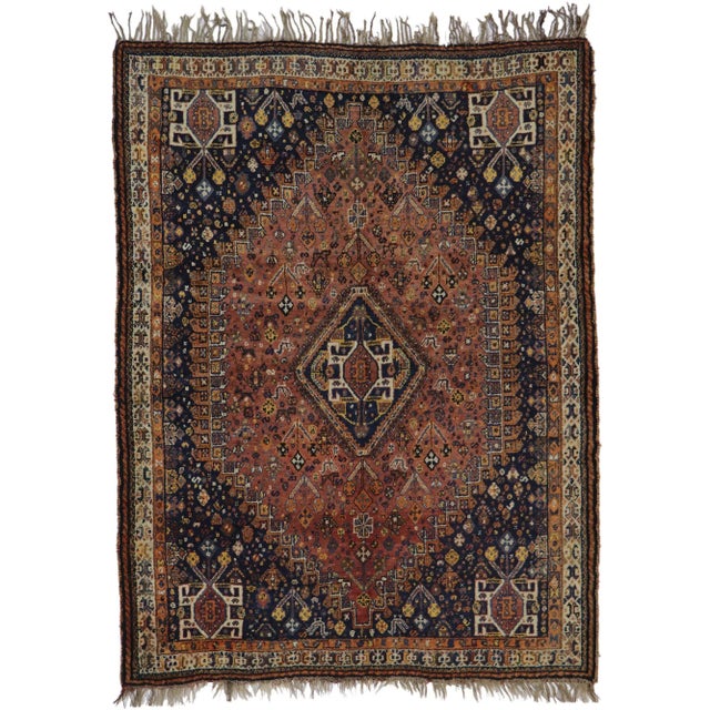 Antique Persian Shiraz Rug - 05'01 X 06'08 For Sale - Image 9 of 9