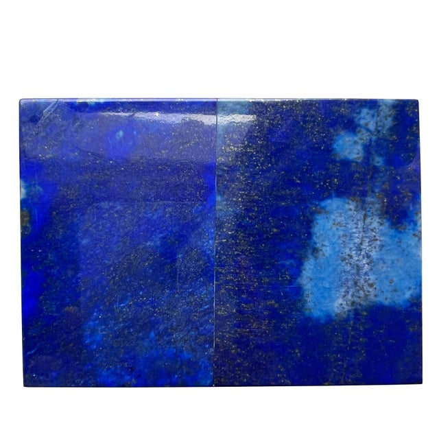 Blue Lapis Lazuli and Marble Stone Rectangular Jewelry or Trinket Box For Sale - Image 11 of 13