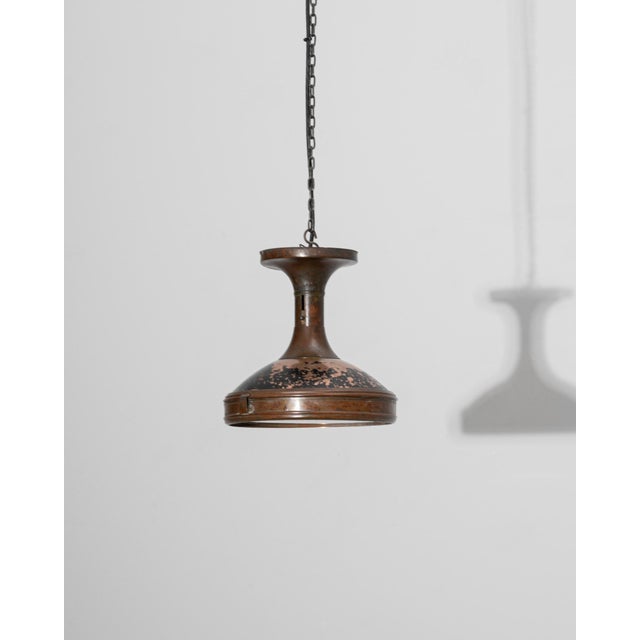 1920s French Copper Industrial Pendant Lamp For Sale - Image 4 of 18