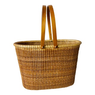 American Basket Nantucket Woven Wicker Basket Bag For Sale