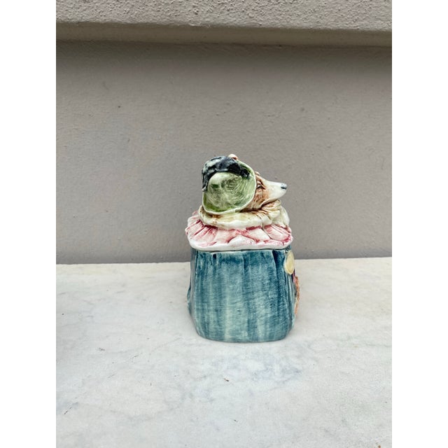 Rustic 19th Century Austrian Majolica Fox Tobacco Jar For Sale - Image 3 of 6