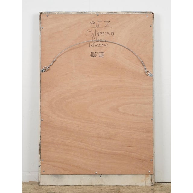 Blue Hand Silvered Nine Pane Blue Wood Reclaimed Window Mirror For Sale - Image 8 of 9