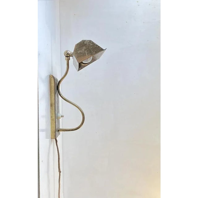 1930s Swedish Art Deco Brass Wall Lamp, 1930s For Sale - Image 5 of 7