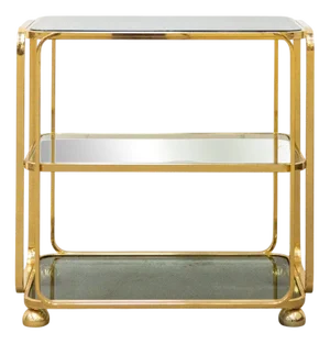 Bar Cart in Gilded Brass from Allegri, Italy, 1960s