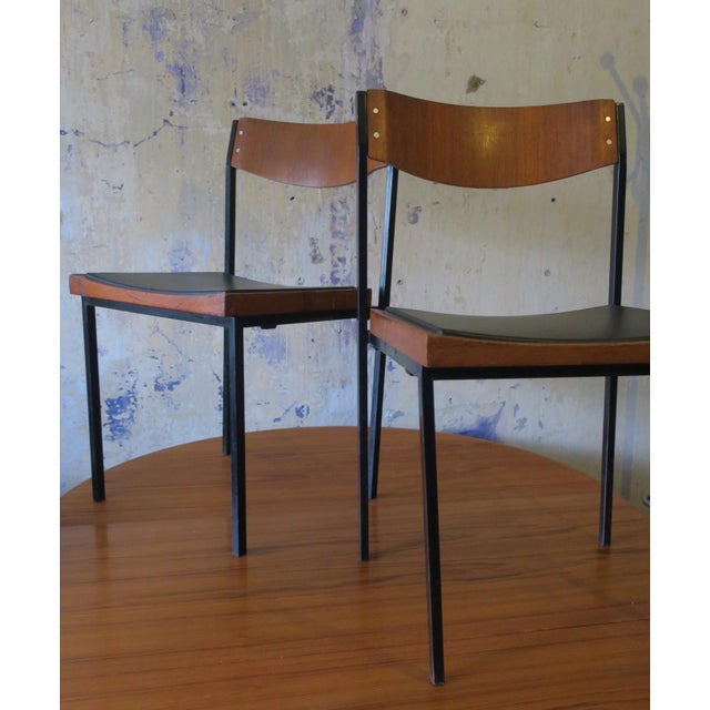 Teak and Iron Stacking Chairs, 1960s, Set of 2 For Sale - Image 4 of 12