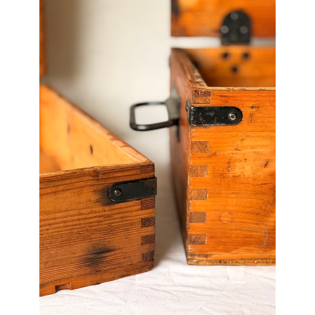 Vintage Wooden Storage Boxes, 1920s, Set of 2 For Sale - Image 6 of 15