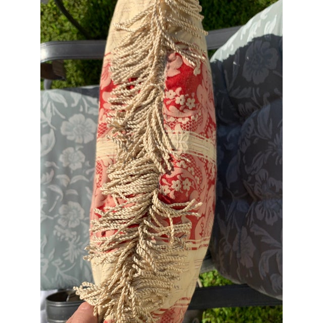 Ruby Red Italianate Scrolled Square Silk Pillow For Sale - Image 8 of 12