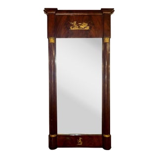 19th C. French Empire Mahogany Mirror For Sale