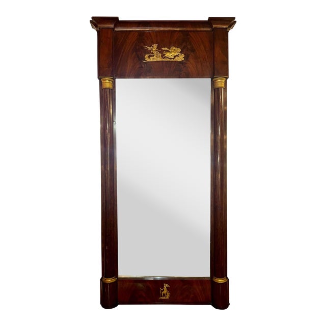 19th C. French Empire Mahogany Mirror For Sale