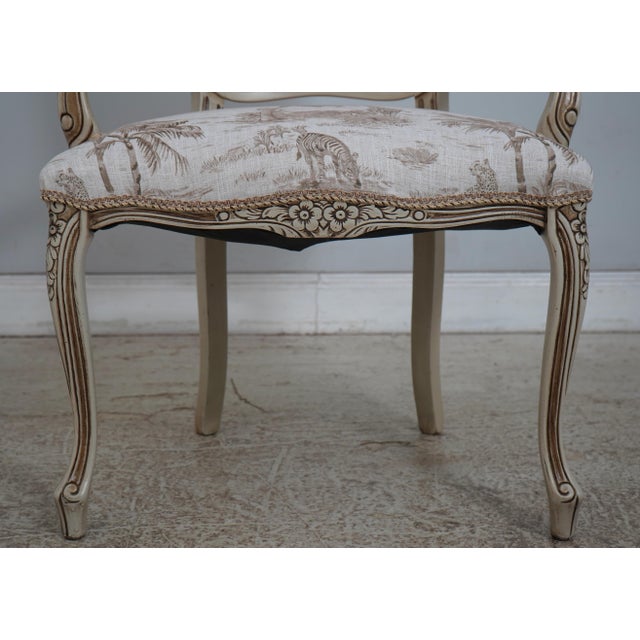 Pair of Safari Print French Louis XV Style Armchairs For Sale - Image 10 of 18