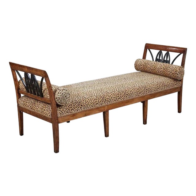 Biedermeier Fruitwood and Ebonized Window Bench For Sale