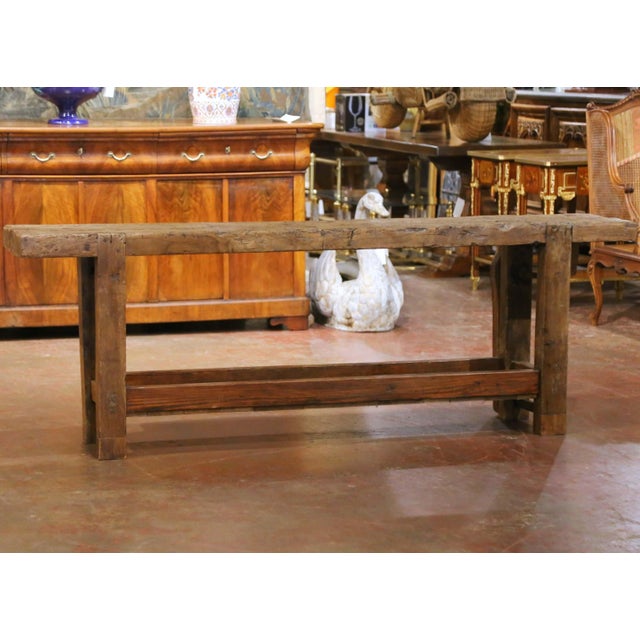 19th Century French Oak Carpenter’s Press Console Table With Bottom Shelf For Sale - Image 13 of 13