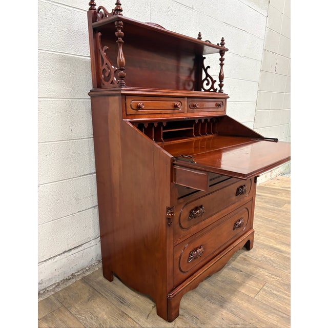 Vintage Davis Cabinet Co Lillian Russell Victorian Style Walnut Secretary Desk For Sale - Image 11 of 15