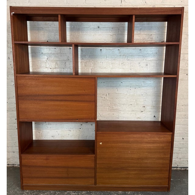 Mid 20th Century Danish Teak Wall Unit / Media Console For Sale - Image 11 of 13