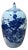Oriental Flowers Graphic Blue White Point Lid Oval Porcelain Jar For Sale