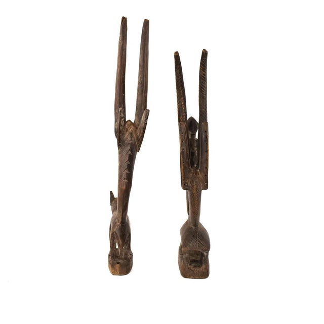 African Early 20th Century Bamana Chi Wara Antelope Headcrest Pair Mali For Sale - Image 3 of 7