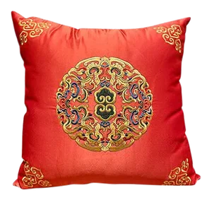 Contemporary Asian Brighten Red Silk Throw Pillow