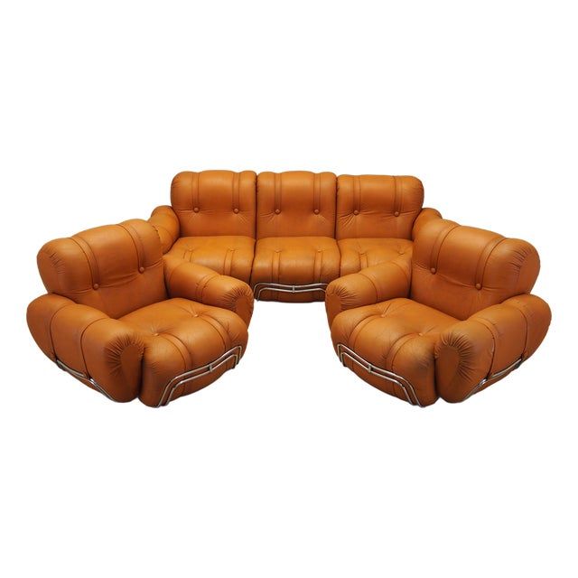 Vintage Spage Age Orange Sofa, 1960s For Sale
