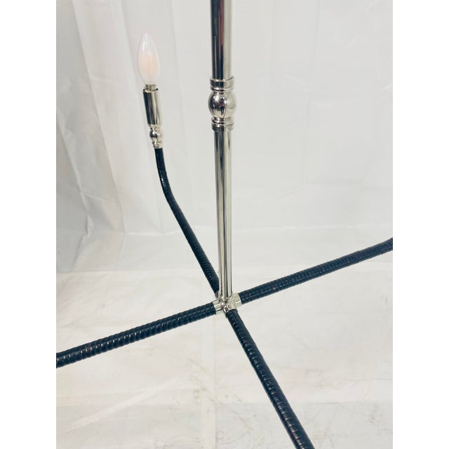 Chapman & Myers “Basden” Medium Chandelier for Visual Comfort, Nickel & Rattan For Sale - Image 11 of 15