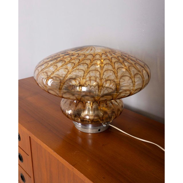 Vintage Italian Amber Murano Glass Table Lamp, 1970s For Sale - Image 9 of 10